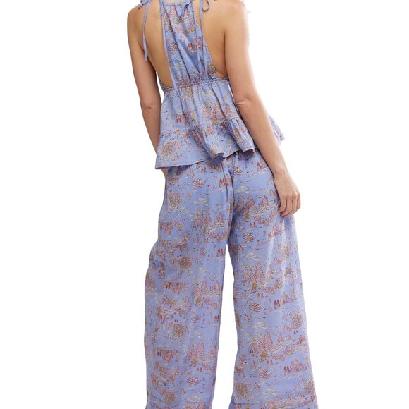 NWT Free People Womens Tangled Lights Printed Set, Cornflower Combo, Large - Picture 2 of 10